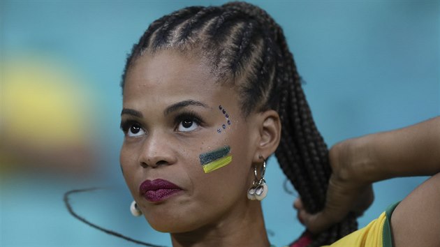 Brazilsk fanynka bhem utkn sv zem proti Venezuele na mistrovstv Jin Ameriky.