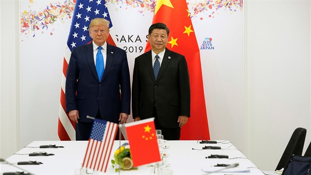 Prezident Spojench stt Donald Trump a nsk prezident Si in-pching bhem bilaterlnch jednn v japonsk Osace na summitu zem G20. (29. ervna 2019)