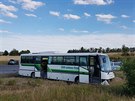 U Temon na Plzesku se srazilo osobn auto s autobusem (3.7. 2019)