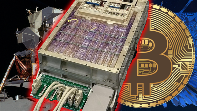 Těžba bitcoinů na počítači Apollo Guidance Computer (ilustrační montáž) Těžba bitcoinů na počítači Apollo Guidance Computer (ilustrační montáž)