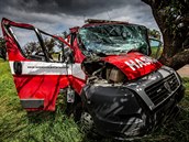 Nehoda hasičského vozu o obce Nahořany (16.7.2019). Nehoda hasičského vozu o obce Nahořany (16.7.2019).