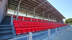 Opravená tribuna stadionu na Sokolském ostrově v Českých Budějovicích (červenec... Opravená tribuna stadionu na Sokolském ostrově v Českých Budějovicích (červenec...
