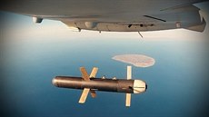 Íránský dron áhid-171 shazuje bombu v rámci vojenského cviení v Perském...