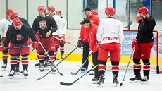 Hlavní kouč hradeckého Mountfieldu při tréninku hráčům ukazuje, co po nich bude... Hlavní kouč hradeckého Mountfieldu při tréninku hráčům ukazuje, co po nich bude...