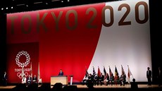 Japonský premiér inzo Abe promluvil na oslav One Year to Go, která upozoruje...