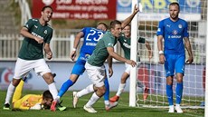 Jablonecký obránce Jan Krob slaví gól v duelu se Slováckem. Jablonecký obránce Jan Krob slaví gól v duelu se Slováckem.