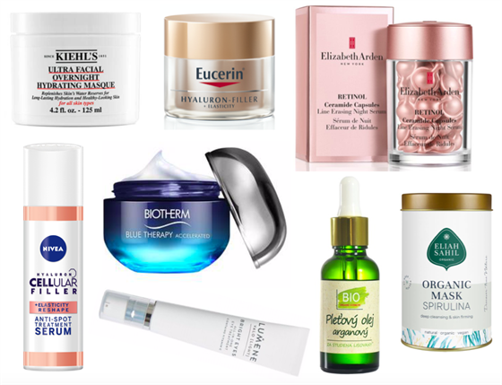 Hloubkově hydratační maska přes noc, Kiehl´s, 900 Kč/ Noční krém Hyaluron-Filler+Elasticity, Eucerin, 715 Kč/ Noční retinol-ceramidové kapsle Elisabeth Arden, 1200 Kč/ Remodelační sérum proti pigmentovým skvrném CELLULAR ELASTICITY, NIVEA, 470 Kč/ Regenerační krém proti stárnutí pleti BIOTHERM, Sephora, 1850 Kč/ Bright Eyes All-in-One Vitamin C Eye Treatment komplexní oční péče Lumene, fann.cz, 879 Kč/ 100% přírodní elixír krásy a mládí určený pro všechny typy pleti, vivaco.cz, 184 Kč/ ELIAH SAHIL Ájurvédská pleťová maska, Biooo.cz, 441 Kč Hloubkově hydratační maska přes noc, Kiehl´s, 900 Kč/ Noční krém Hyaluron-Filler+Elasticity, Eucerin, 715 Kč/ Noční retinol-ceramidové kapsle Elisabeth Arden, 1200 Kč/ Remodelační sérum proti pigmentovým skvrném CELLULAR ELASTICITY, NIVEA, 470 Kč/ Regenerační krém proti stárnutí pleti BIOTHERM, Sephora, 1850 Kč/ Bright Eyes All-in-One Vitamin C Eye Treatment komplexní oční péče Lumene, fann.cz, 879 Kč/ 100% přírodní elixír krásy a mládí určený pro všechny typy pleti, vivaco.cz, 184 Kč/ ELIAH SAHIL Ájurvédská pleťová maska, Biooo.cz, 441 Kč