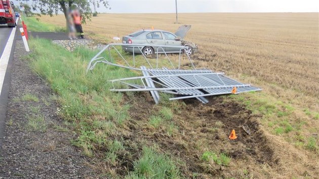 idika se pobl Prostjova na moment pestala vnovat pln zen, vyjela ze silnice a smetla informan tabuli.