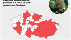 Plošná aplikace jedu je povolena ve 48 okresech ze 76. Plošná aplikace jedu je povolena ve 48 okresech ze 76.