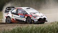 Estonský pilot Ott Tänak v průběhu Finské rallye. Estonský pilot Ott Tänak v průběhu Finské rallye.