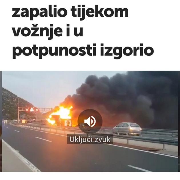 V Chorvatsku shořel český autobus