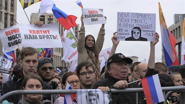 Protesty v Moskv za umonn kandidtm opozice zastnit se voleb (10. srpna 2019)