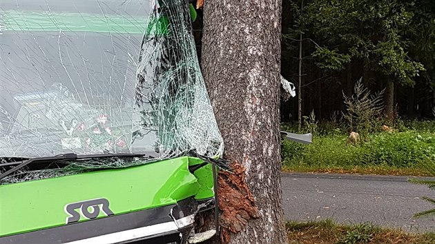 Na silnici tet tdy mezi rem nad Szavou a obc Jmy sjel autobus mimo vozovku a zstal zaklnn mezi dva stromy. Zranilo se patnct lid vetn idie. (12. srpna 2019)