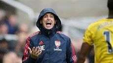 Kou Arsenalu Unai Emery diriguje své svence bhem zápasu proti Newcastlu.