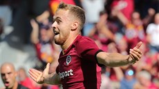 Martin Hašek ze Sparty se raduje z gólu v utkání proti Baníku Ostrava. Martin Hašek ze Sparty se raduje z gólu v utkání proti Baníku Ostrava.