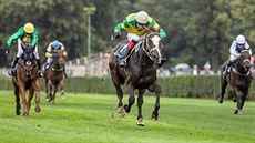 Žokej Lukáš Matuský na Ange Guardianovi v čele třetí kvalifikace na 129. Velkou... Žokej Lukáš Matuský na Ange Guardianovi v čele třetí kvalifikace na 129. Velkou...