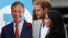Nigel Farage, princ Hary a vévodkyně Meghan Nigel Farage, princ Hary a vévodkyně Meghan