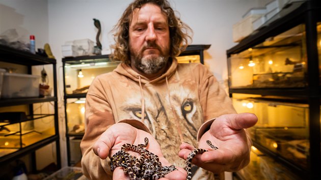 Antonín Hnízdil v Bioparku Štít chová i hady. Antonín Hnízdil v Bioparku Štít chová i hady.