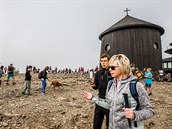 Na Sněžce je přes léto rušno (23. 8. 2019). Na Sněžce je přes léto rušno (23. 8. 2019).
