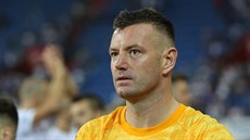 Brankář Ostravy Jan Laštůvka v utkání se Slováckem. Brankář Ostravy Jan Laštůvka v utkání se Slováckem.