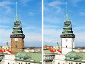 Zelená brána v současné podobě (vlevo) a s omítkou. Zelená brána v současné podobě (vlevo) a s omítkou.
