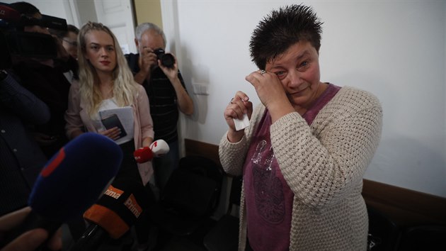 Demonstrantka Jana Filipov, kter aluje premira Babie za vrok, e demonstranti byli zaplacen. (6. z 2019)