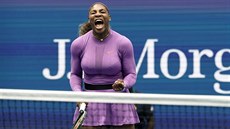 Serena Williamsová se povzbuzuje během finále US Open 2019. Serena Williamsová se povzbuzuje během finále US Open 2019.
