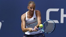 Karolína Plíšková během osmifinále US Open. Karolína Plíšková během osmifinále US Open.