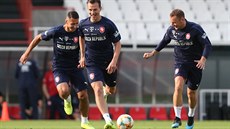 Kapitán Marek Suchý (vlevo), jeho zástupce Vladimír Darida a obránce Vladimír... Kapitán Marek Suchý (vlevo), jeho zástupce Vladimír Darida a obránce Vladimír...
