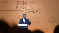 Premiér Andrej Babiš při projevu na konferenci o demografii v Budapešti (5.... Premiér Andrej Babiš při projevu na konferenci o demografii v Budapešti (5....