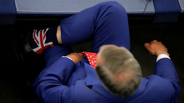 Pedseda britsk Strany pro brexit Nigel Farage pi debat v Evropskm parlamentu ve Strasbourgu. (18. z 2019)
