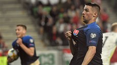 Slovenský fotbalista Róbert Mak se raduje ze vstelené branky v utkání evropské...