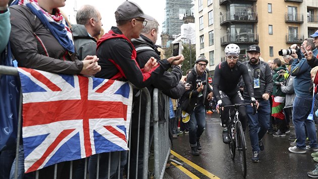 Slovensk cyklista Peter Sagan ped startem MS v Yorkshiru.