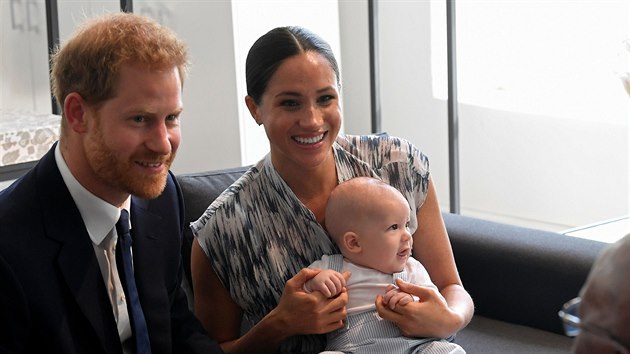 Princ Harry, vvodkyn Meghan a jejich syn Archie Harrison (Kapsk Msto, 25. z 2019)