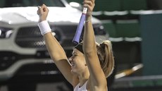 Karolína Muchová se raduje z vítzství na turnaji v Soulu.