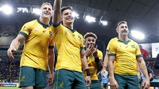 Australtí ragbisté slaví triumf nad Fidi.