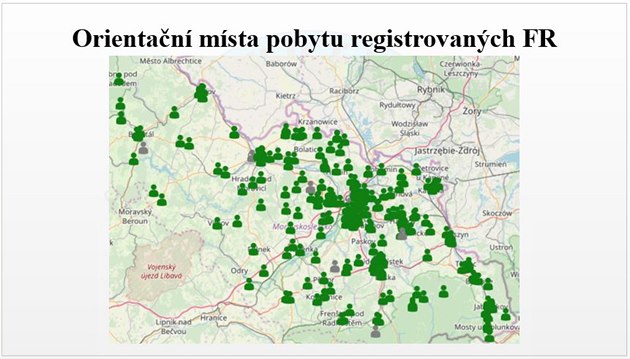 Orientaní místa pobytu registrovaných vykolených zachránc v Moravskoslezském...