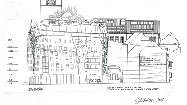 Vizualizace podoby na dostavnou st Staromstsk radnice.