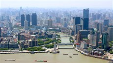 Výhled na panorama města z Shanghai Tower Výhled na panorama města z Shanghai Tower