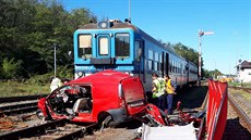 Pi sráce vlaku s automobilem na pejezdu v anov na Znojemsku zemeli dva...