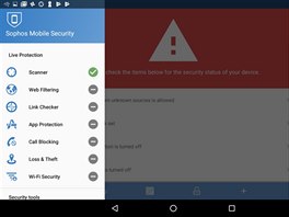 Aplikace Sophos Mobile Security má řadu bezpečnostních funkcí.