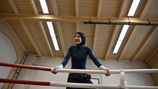 Nmeck boxerka libanonskho pvodu Zeina Nassarov pi trninku (30. srpna 2019)