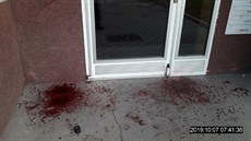 Před vchodem i uvnitř jednoho z hodonínských domů se nacházely velké krvavé... Před vchodem i uvnitř jednoho z hodonínských domů se nacházely velké krvavé...