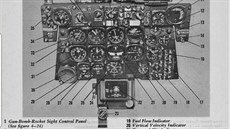 Stránka z provozní píruky zobrazující hlavní pístrojový panel F-84 F