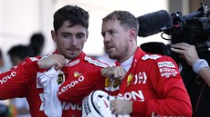 Charles Leclerc a Sebastian Vettel po Velké cen Japonska formule 1.