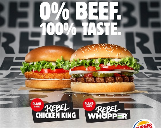 Bezmasé burgery Rebel Chicken King a Rebel Whopper