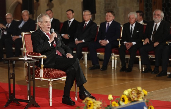 Prezident Milo Zeman pronesl na zaátek slavnostního ceremoniálu projev. (28....