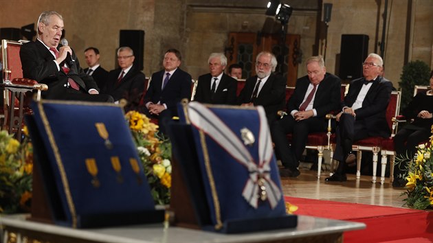 Prezident Milo Zeman pronesl na zatek slavnostnho ceremonilu projev. (28. jna 2019)