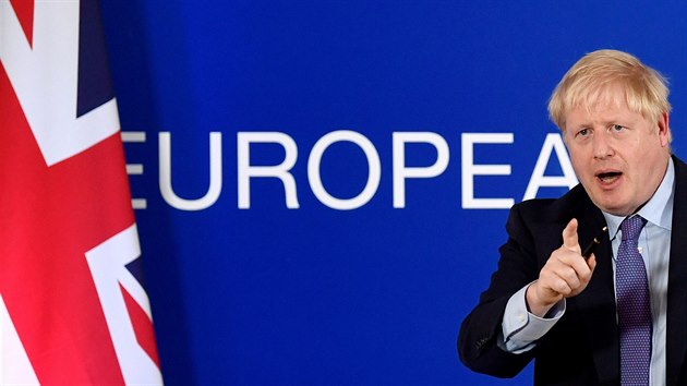 Britsk premir Boris Johnson na summitu v Bruselu.(17.10.2019)