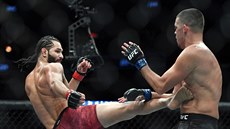 Jorge Masvidal kope do Natea Diaz na MMA turnaji UFC 244 v New Yorku.